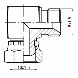 Hydraulic connector reduction AB 16 18 angle