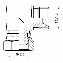 Hydraulic connector, reduction AB 16, 14 angles