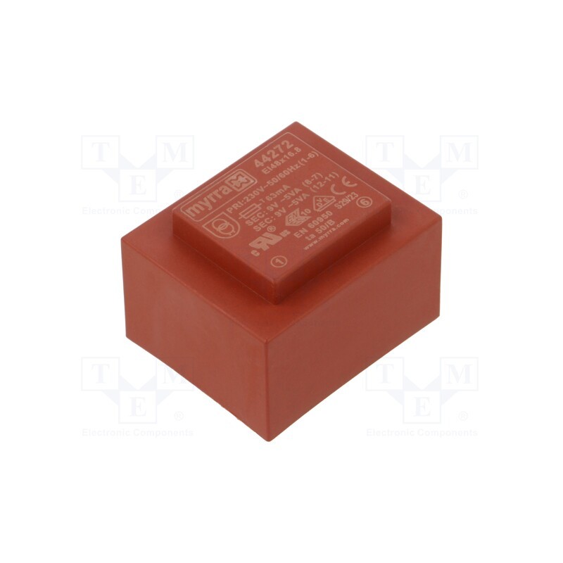 1 pcs x MYRRA - 44272 - Transformer: encapsulated, 10VA, 230VAC, 9V, 9V, 556mA, 556mA, PCB