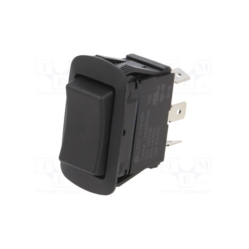 1 pcs x SWITCH COMPONENTS - SRB1-1H-DC-1-NN - ROCKER, SP3T, Pos: 3, ON-OFF-(ON), 10A/28VDC, black, IP56, none, SRB