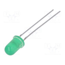 5 pcs x KINGBRIGHT ELECTRONIC - L-7113GD - LED, 5mm, green, 15÷30mcd, 30°, Front: convex, 2÷2.4V, No.of term: 2