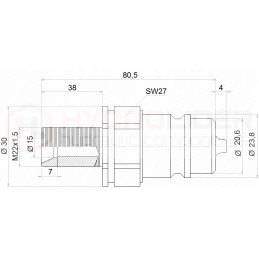 Euro quick connector set, M22 socket, M22 plug
