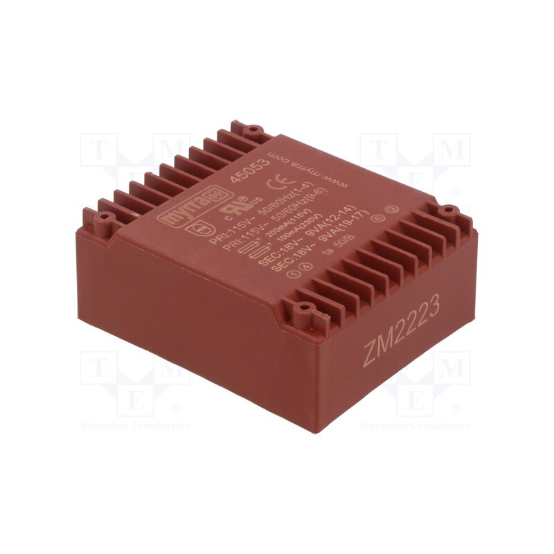 1 pcs x MYRRA - 45053 - Transformer: encapsulated, 18VA, 115VAC,230VAC, 18V, 18V, 500mA