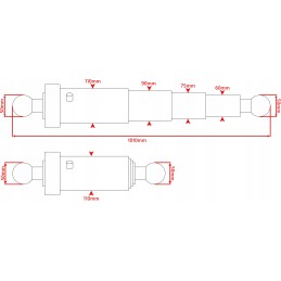 Hydraulic cylinder actuator, stroke 580, 6t, protection