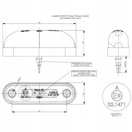 LED marker lamp oval 12v 24v red