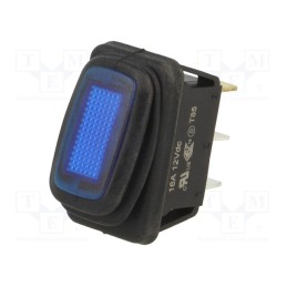 1 pcs x SWITCH COMPONENTS - RE2-1A-DC-1-UL - ROCKER, SPST, Pos: 2, ON-OFF, 16A/12VDC, blue, IP65, Rcont max: 50mΩ