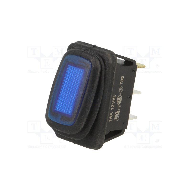 1 pcs x SWITCH COMPONENTS - RE2-1A-DC-1-UL - ROCKER, SPST, Pos: 2, ON-OFF, 16A/12VDC, blue, IP65, Rcont max: 50mΩ