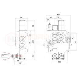 2-section hydraulic distributor, 80l, floating