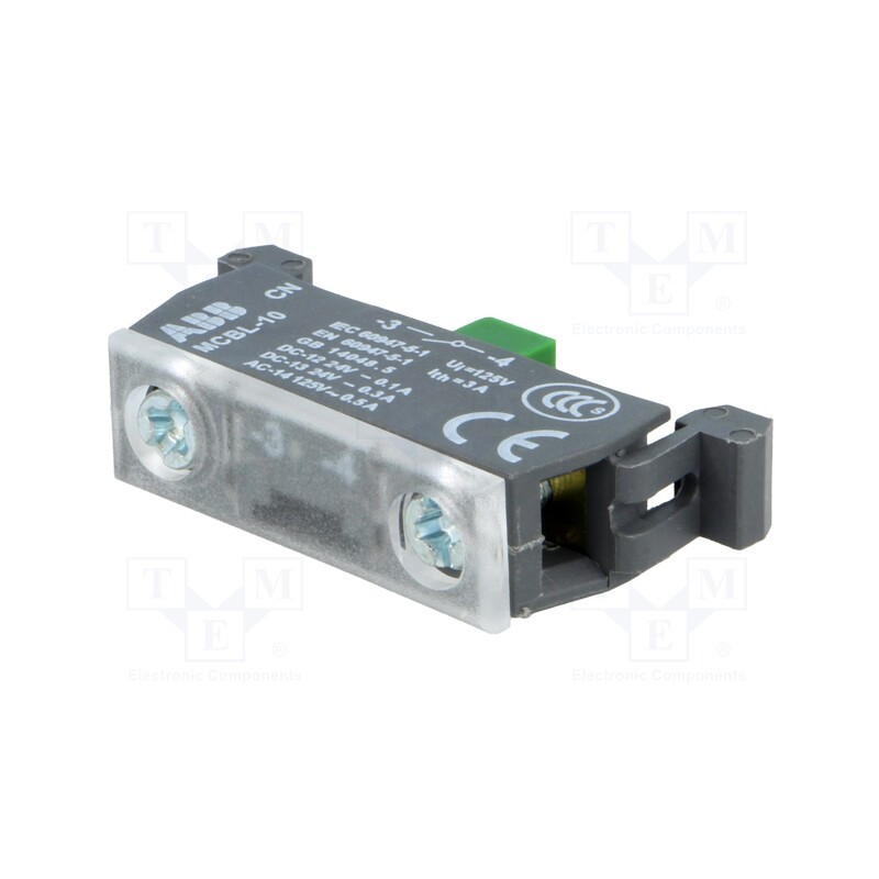 1 pcs x ABB - 1SFA611612R1010 - Contact block, microswitch, 22mm, front fixing, Contacts: NO