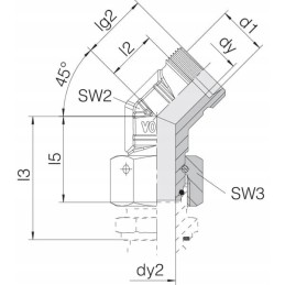 Elbow connector 45 with nut m22x1 5 15l evsd15