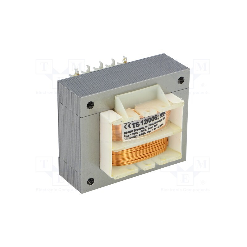 1 pcs x INDEL - TS 12/006 - Transformer: mains, 12VA, 230VAC, 9V, 9V, 650mA, 650mA, screw type