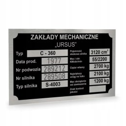 Ursus C 360 nameplate stamped
