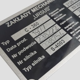 Ursus C 360 nameplate stamped