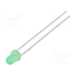 5 pcs x KINGBRIGHT ELECTRONIC - L-34GD - LED, 3mm, green, 12÷25mcd, 60°, Front: convex, 2÷2.4V, No.of term: 2