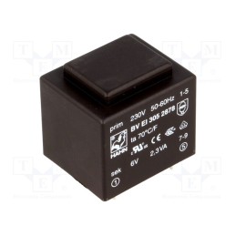 1 pcs x HAHN - BV EI 305 2878 - Transformer: encapsulated, 2.3VA, 230VAC, 6V, 383mA, PCB, BVEI