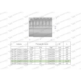 Universal socket for hoses dn20 1sn 2sn