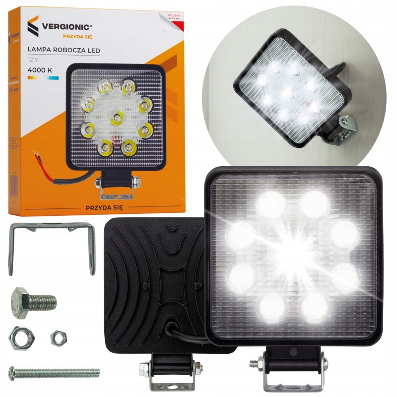 Work lamp 9 LED 12v square halogen