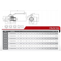 Hydraulic manual ball valve, 3-way, 3-8
