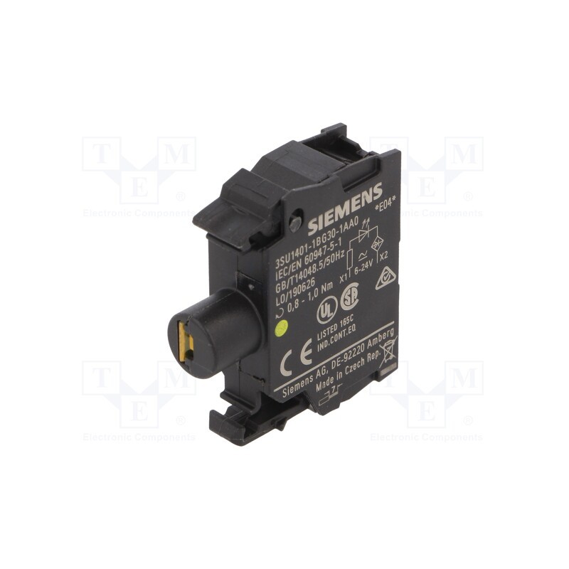 1 pcs x SIEMENS - 3SU1401-1BG30-1AA0 - Illuminating unit, 22mm, 3SU1.5, -25÷70°C, Illumin: LED, front