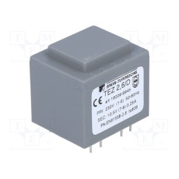1 pcs x BREVE TUFVASSONS - TEZ2.6/D230/10.5V - Transformer: encapsulated, 2.5VA, 230VAC, 10.5V, 238mA, PCB, IP00