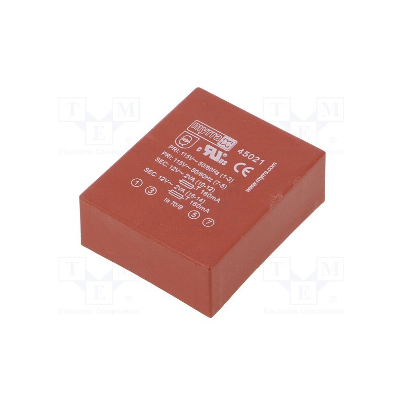 1 pcs x MYRRA - 45021 - Transformer: encapsulated, 4VA, 115VAC,230VAC, 12V, 12V, 167mA