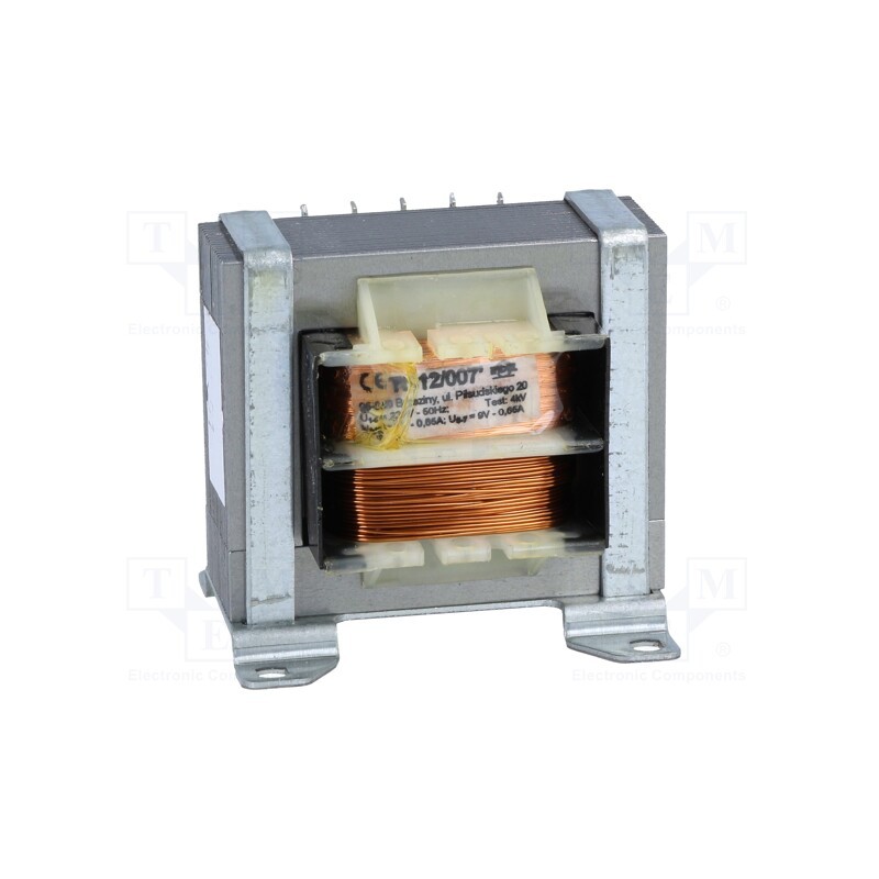 1 pcs x INDEL - TS 12/007 - Transformer: mains, 12VA, 230VAC, 9V, 9V, 650mA, 650mA, screw type