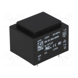 1 pcs x HAHN - BV EI 303 2030 - Transformer: encapsulated, 1.9VA, 230VAC, 6V, 316mA, PCB, BVEI
