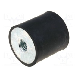 1 pcs x ELESA+GANTER - DVA.3-20-20-M6-40 - Vibration damper, M6, Ø: 20mm, rubber, L: 20mm, H: 6mm, 95N, 47N/mm