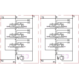3-section hydraulic distributor, 80l, with lock