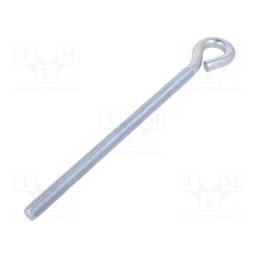 1 pcs x DROMET - HO12260 - Hook, ring, steel, zinc, Thread len: 202mm, Overall len: 260mm