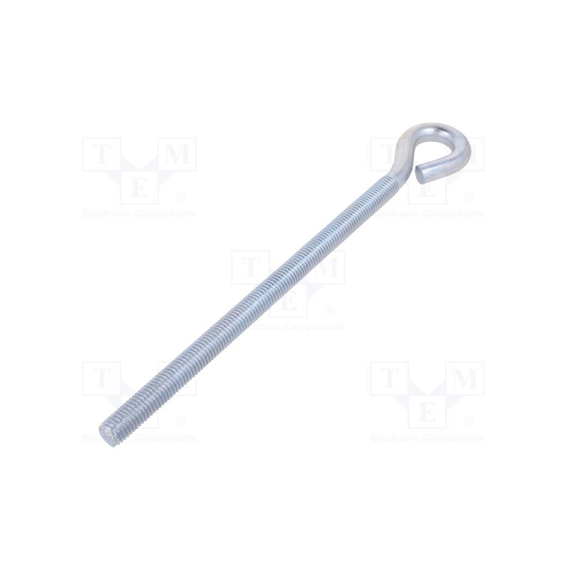 1 pcs x DROMET - HO12260 - Hook, ring, steel, zinc, Thread len: 202mm, Overall len: 260mm