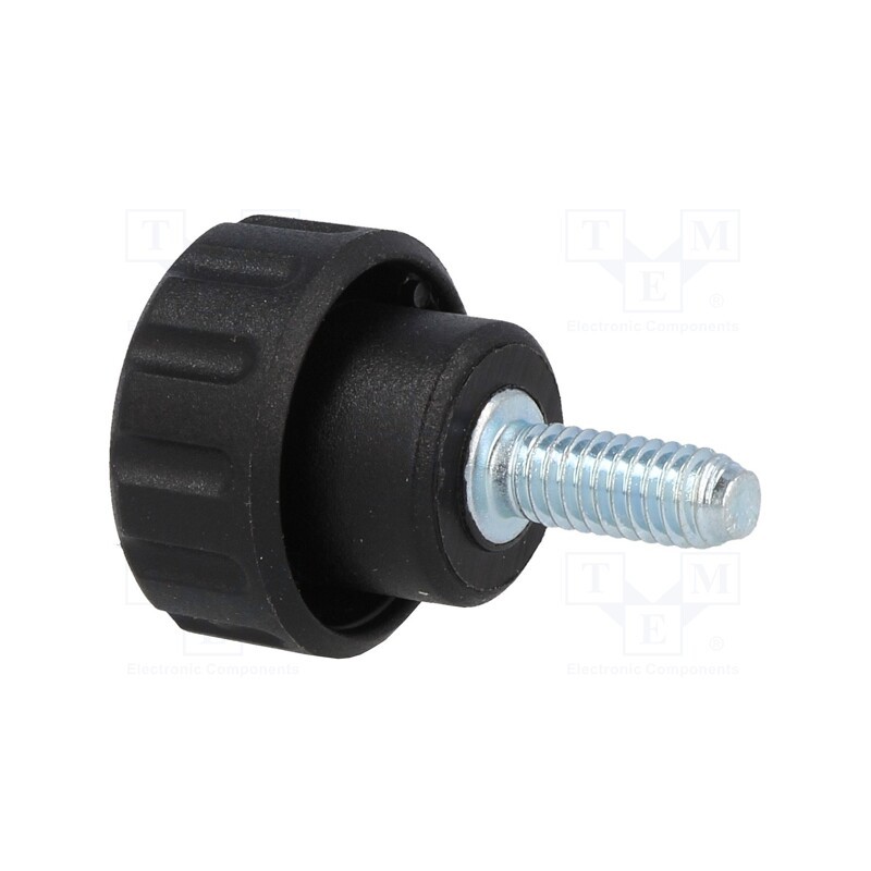 1 pcs x ELESA+GANTER - 6351 - Knob, Ø: 16mm, Ext.thread: M4, 10mm, H: 13mm, polyamide, knurled