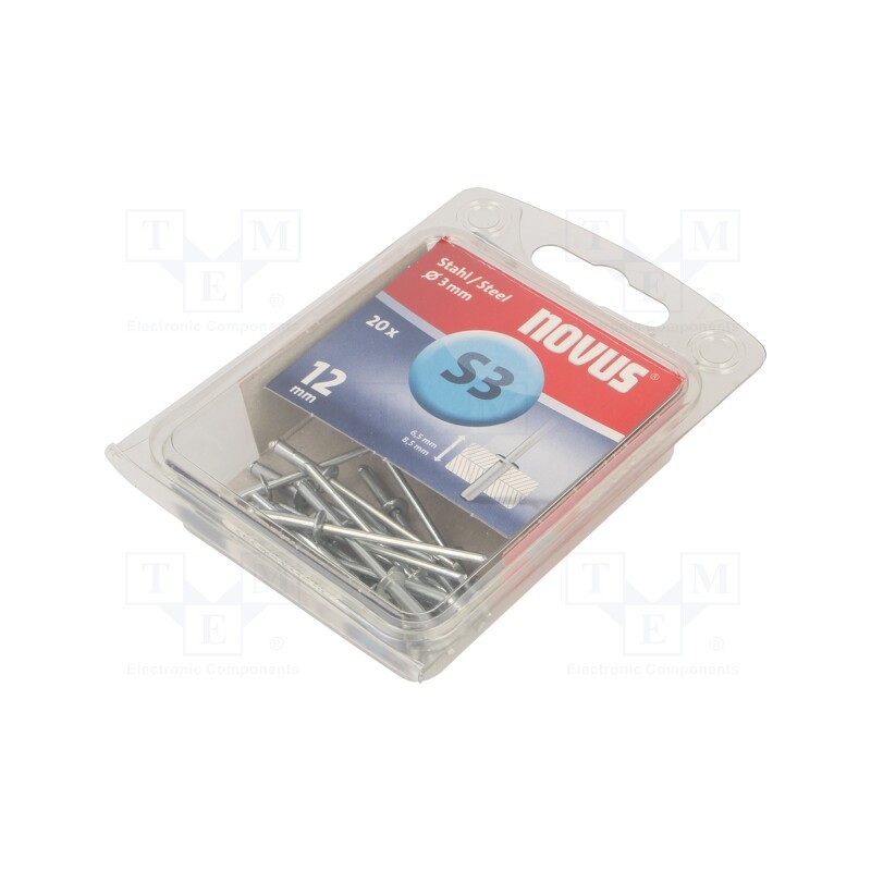 1 pcg x NOVUS - 045-0035 - Rivet, steel, Rivet diam: 3mm, L.rivet: 12mm, 20pcs.