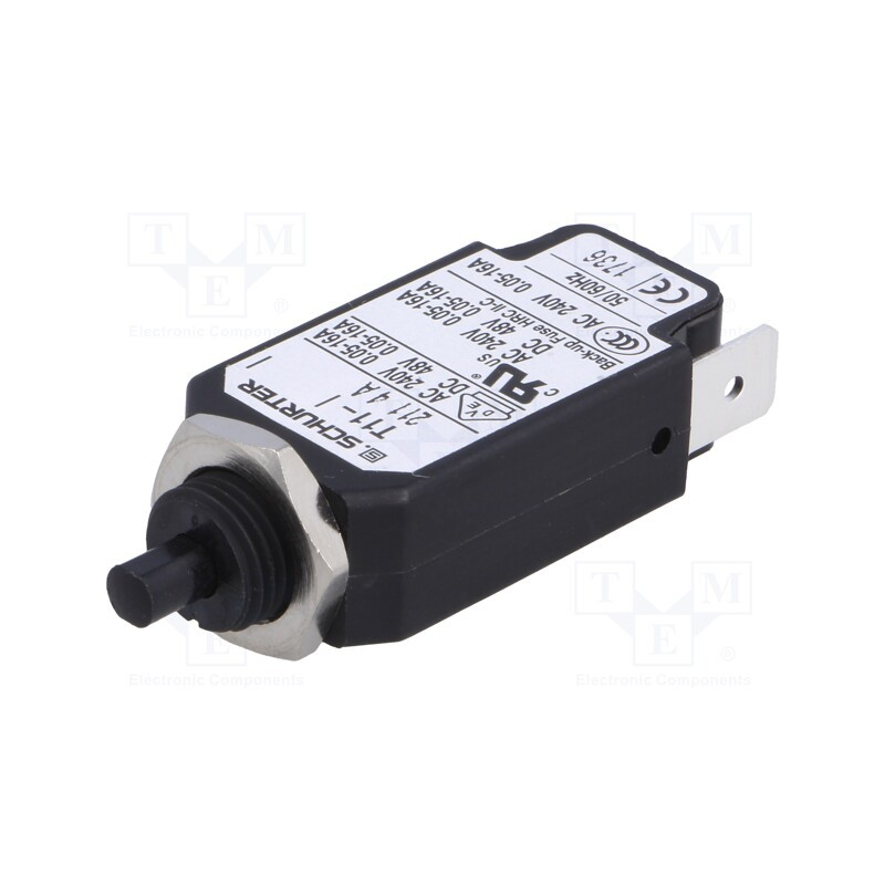 1 pcs x SCHURTER - 4400.0001 - Circuit breaker, Urated: 240VAC, 48VDC, 4A, SPST, Poles: 1, screw
