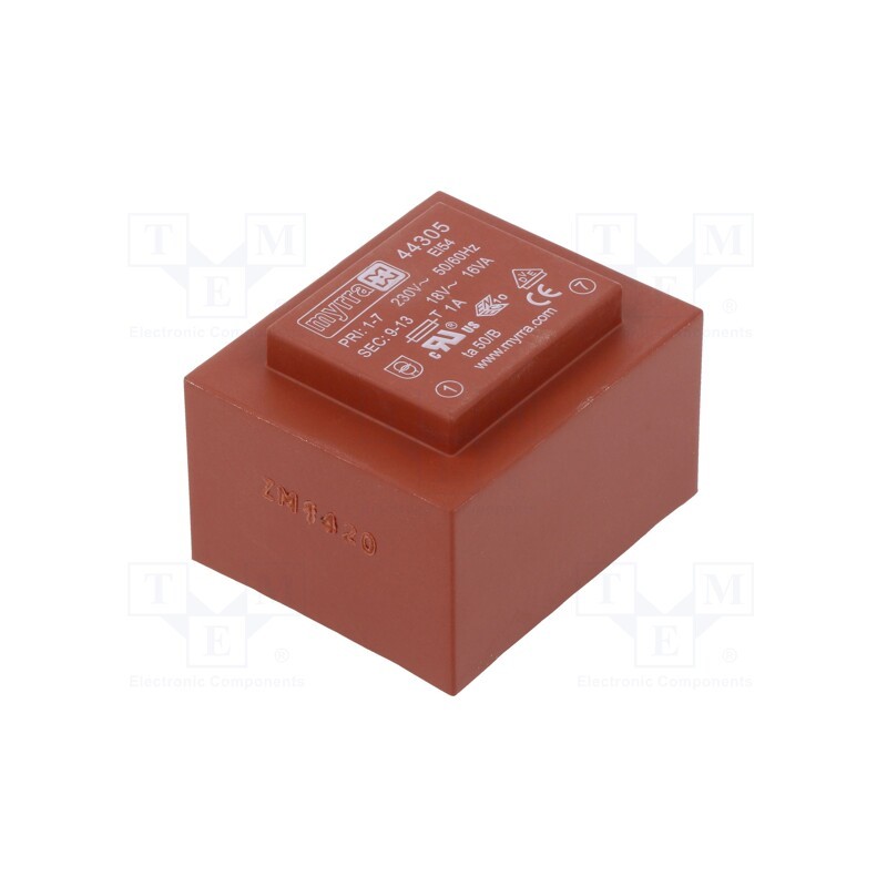 1 pcs x MYRRA - 44305 - Transformer: encapsulated, 16VA, 230VAC, 18V, 889mA, PCB