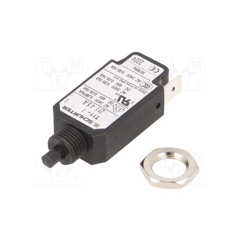 1 pcs x SCHURTER - 4400.0041 - Circuit breaker, Urated: 240VAC, 48VDC, 4.5A, SPST, Poles: 1, screw