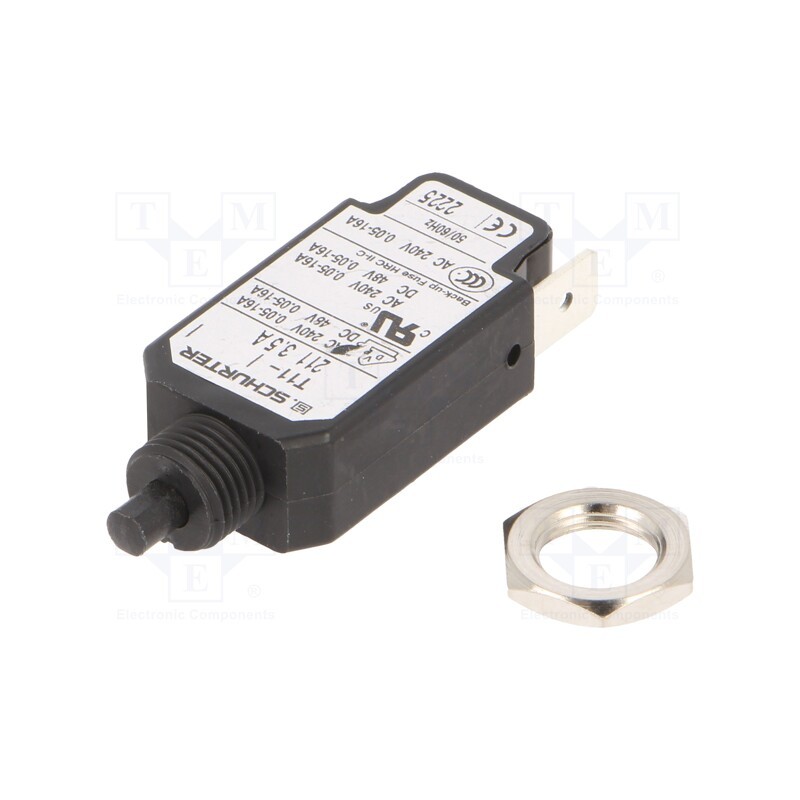 1 pcs x SCHURTER - 4400.0011 - Circuit breaker, Urated: 240VAC, 48VDC, 3.5A, SPST, Poles: 1, screw