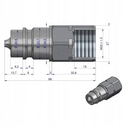 Hydraulic quick connector, plug M22x1 5, internal Euro