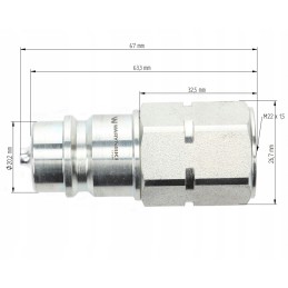 Hydraulic quick connector, plug M22x1 5, internal Euro