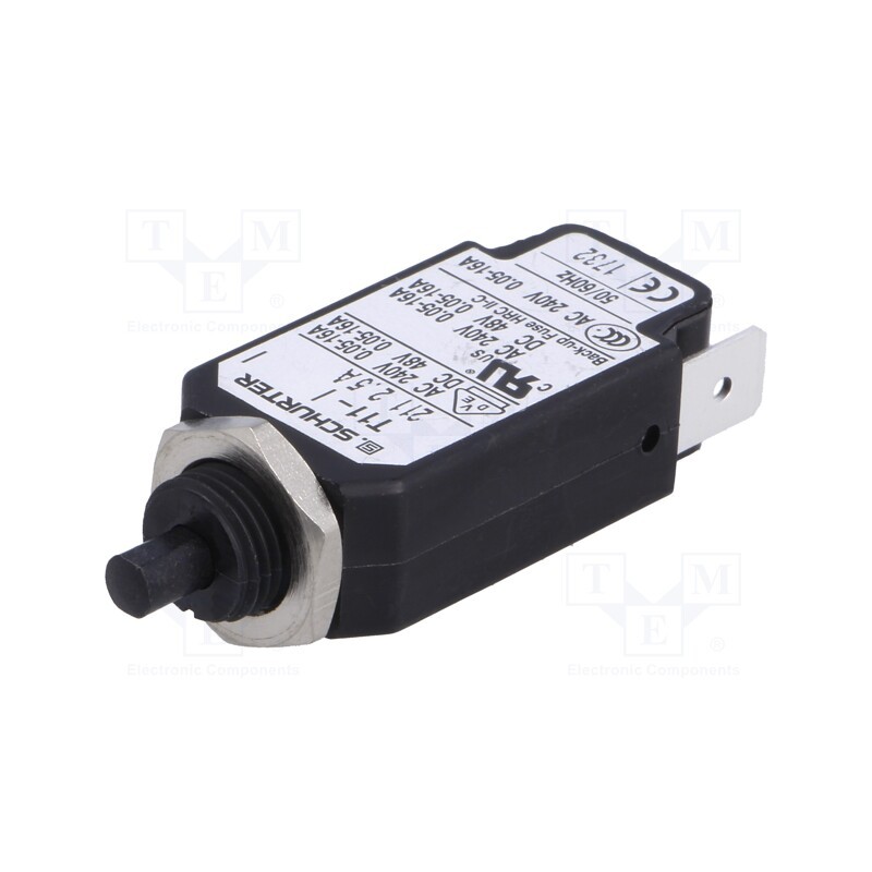 1 pcs x SCHURTER - 4400.0009 - Circuit breaker, Urated: 240VAC, 48VDC, 2.5A, SPST, Poles: 1, screw