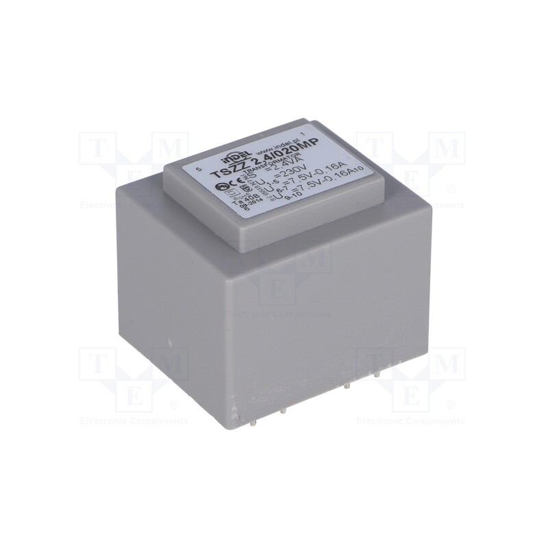 1 pcs x INDEL - TSZZ2.4/020MP - Transformer: encapsulated, 2.4VA, 230VAC, 7.5V, 7.5V, 160mA, 160mA