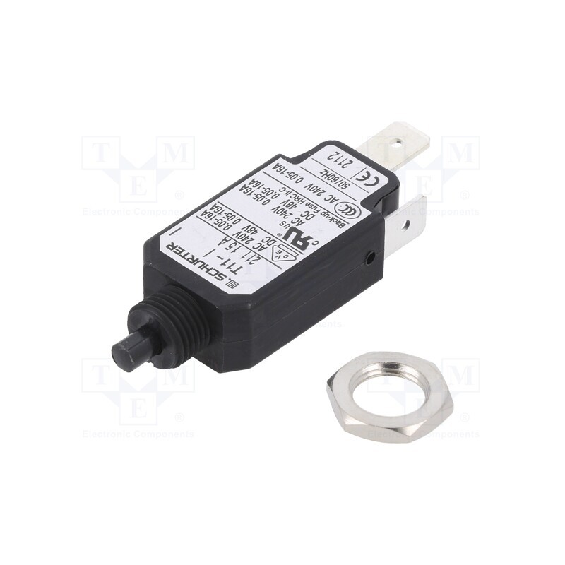 1 pcs x SCHURTER - 4400.0065 - Circuit breaker, Urated: 240VAC, 48VDC, 15A, SPST, Poles: 1, screw