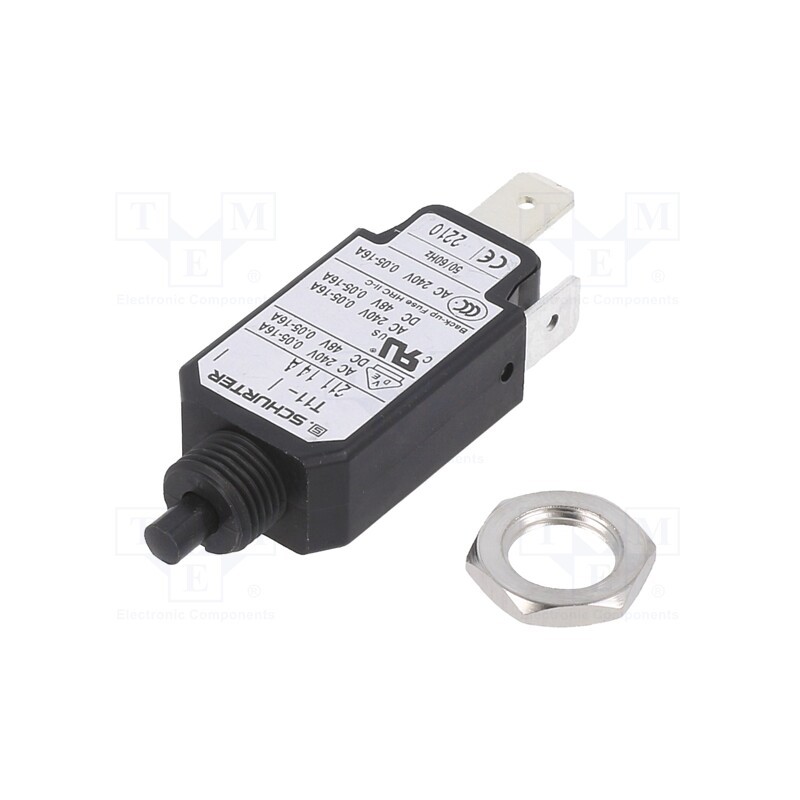 1 pcs x SCHURTER - 4400.0101 - Circuit breaker, Urated: 240VAC, 48VDC, 14A, SPST, Poles: 1, screw