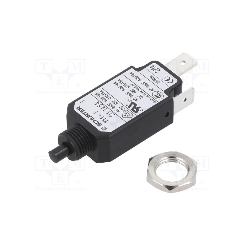1 pcs x SCHURTER - 4400.0265 - Circuit breaker, Urated: 240VAC, 48VDC, 14.5A, SPST, Poles: 1, screw