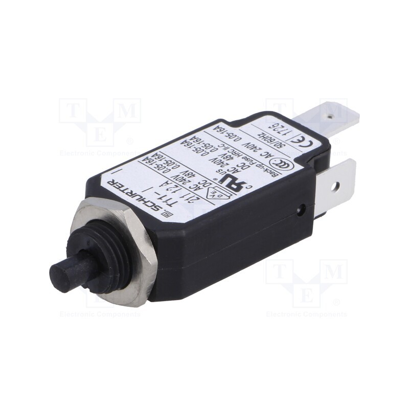 1 pcs x SCHURTER - 4400.0052 - Circuit breaker, Urated: 240VAC, 48VDC, 12A, SPST, Poles: 1, screw