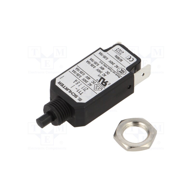 1 pcs x SCHURTER - 4400.007 - Circuit breaker, Urated: 240VAC, 48VDC, 1.8A, SPST, Poles: 1, screw