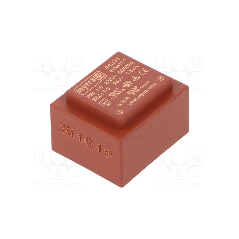 1 pcs x MYRRA - 44331 - Transformer: encapsulated, 1.5VA, 230VAC, 24V, 63mA, PCB