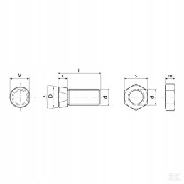 Cone screw, bevelled unit, m14x34 mm, class 12 9