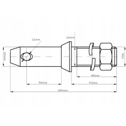 Lower link pin 22x140mm m22x40mm category 1