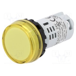 1 pcs x IDEC - YW1P-1BUQ4Y - Control lamp, 22mm, IP65, 24VAC, yellow, 24VDC